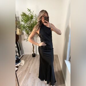 ZARA backless black silk dress